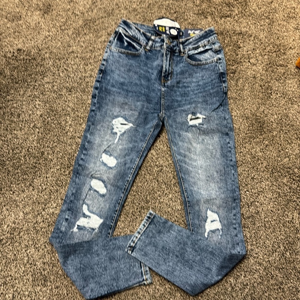 Blue age, high-rise acid washed, medium blue jeans original butt lifting jeans